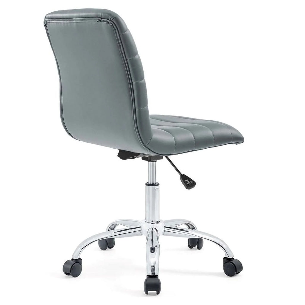 Gray Vinyl Nylon Mid-Back Armless Swivel Office Chair T2051