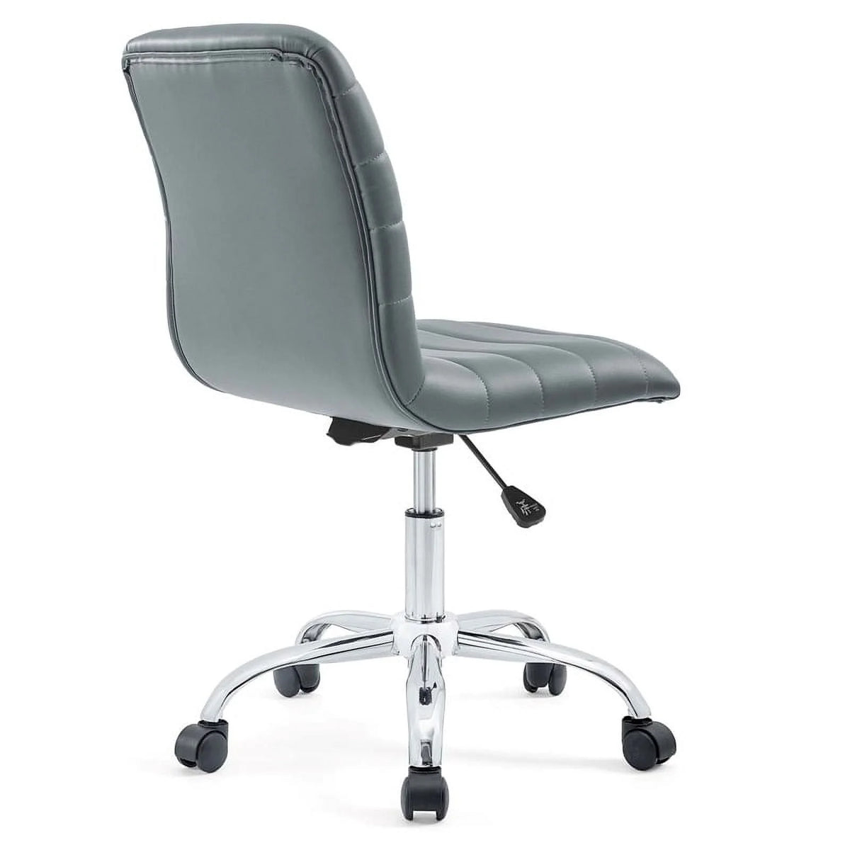 Gray Vinyl Nylon Mid-Back Armless Swivel Office Chair T2051