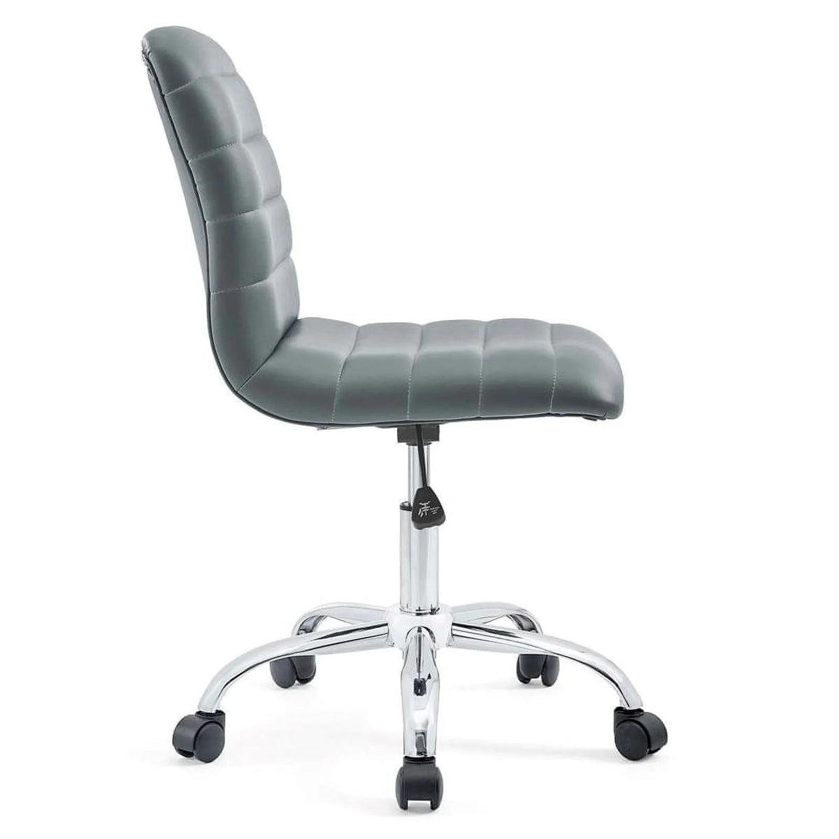 Gray Vinyl Nylon Mid-Back Armless Swivel Office Chair T2051