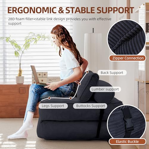 Folding Sofa Bed Convertible Sleeping Chair with Pillow Black G295129