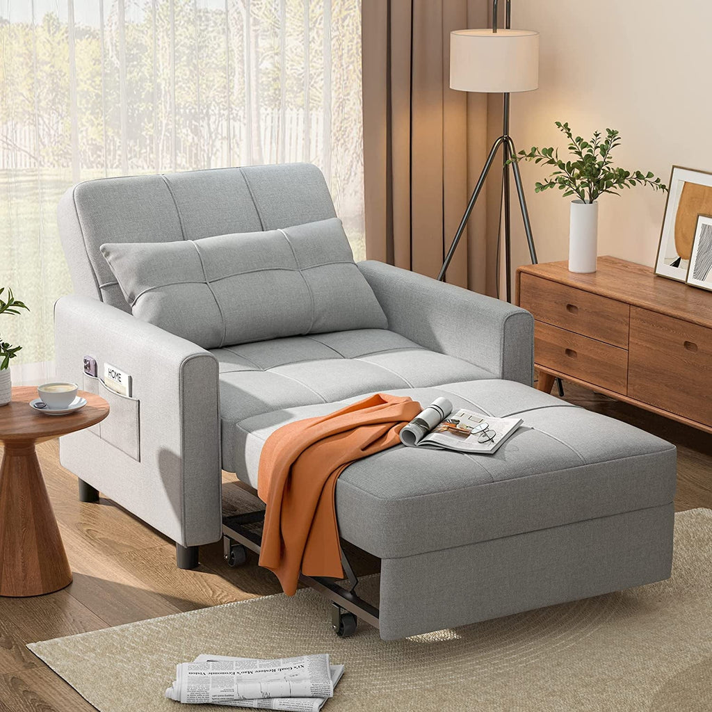 Light Gray Convertible Sofa Bed D171775