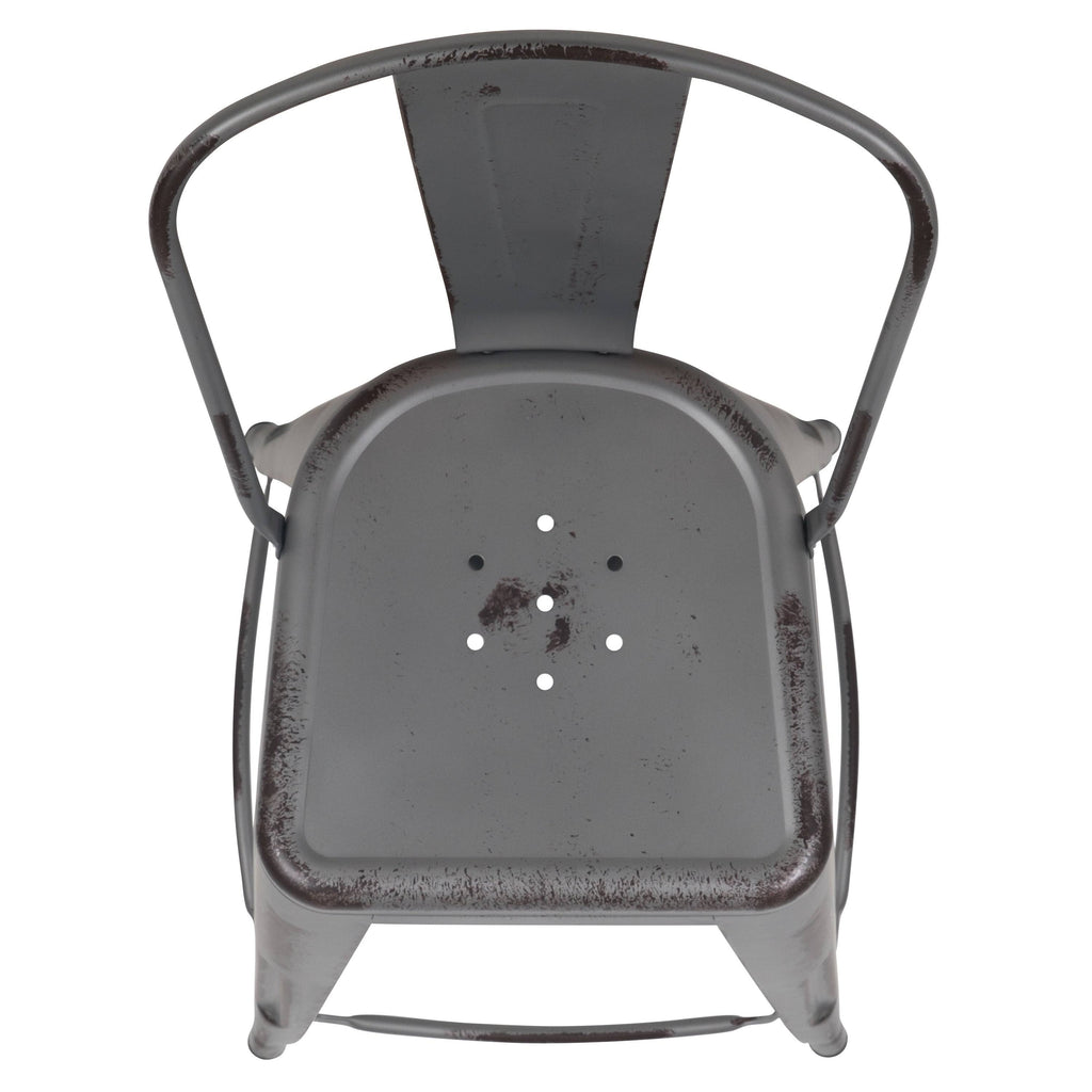 Distressed Metal 30-Inch Stool F7925