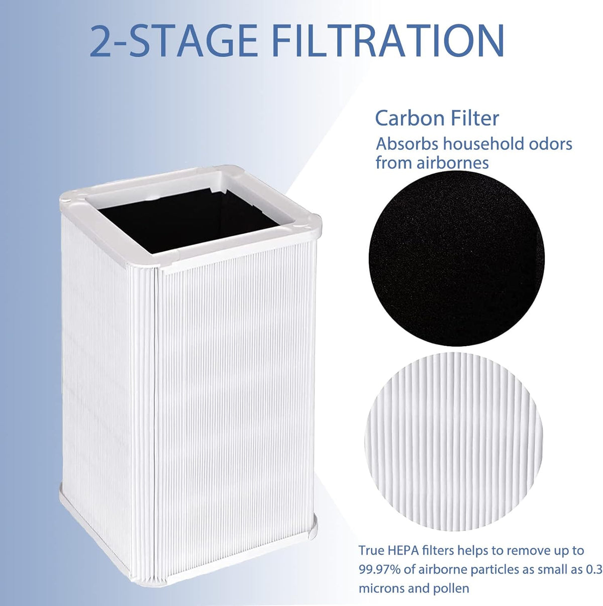 True HEPA Activated Carbon Replacement Filter Pack of 2 B9947