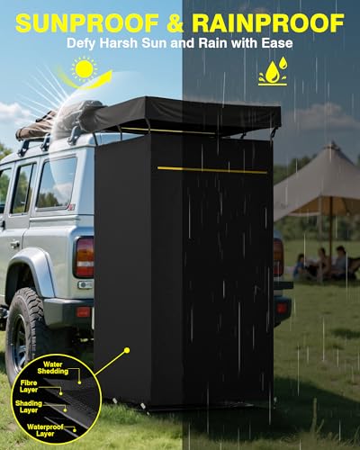 Shower Tent with Roof Rack, Foldable Floor Mat, LED Light Strip, 3.3ft*3.3ft*5.5ft J598