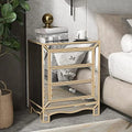 Mirrored Nightstand Bedside Table 3-Drawer Accent End Tables D3805