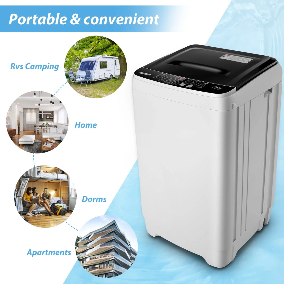 Portable 17.6lbs Fully-Automatic Washing Machine C1711