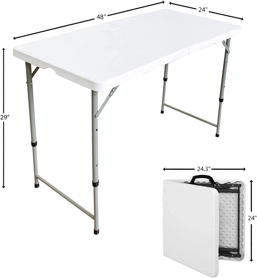Folding Plastic Dining Table with Handle White 8ft A6765