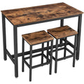 3 Piece Wooden Top Bar Table Set with Tubular Metal Legs Y20148