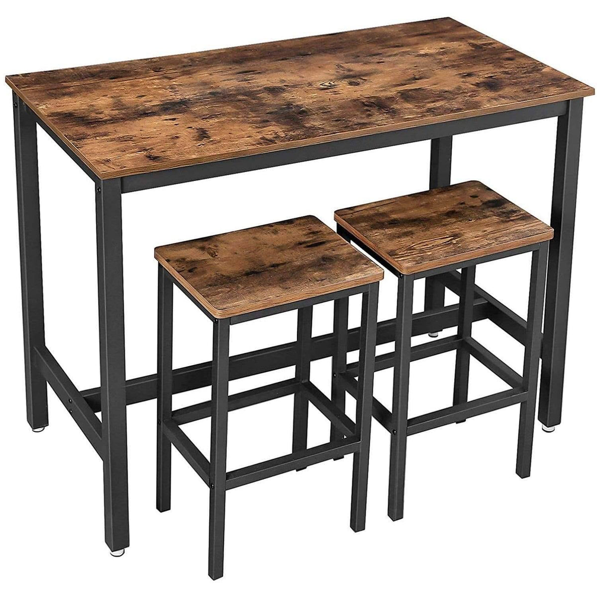 3 Piece Wooden Top Bar Table Set with Tubular Metal Legs Y20148