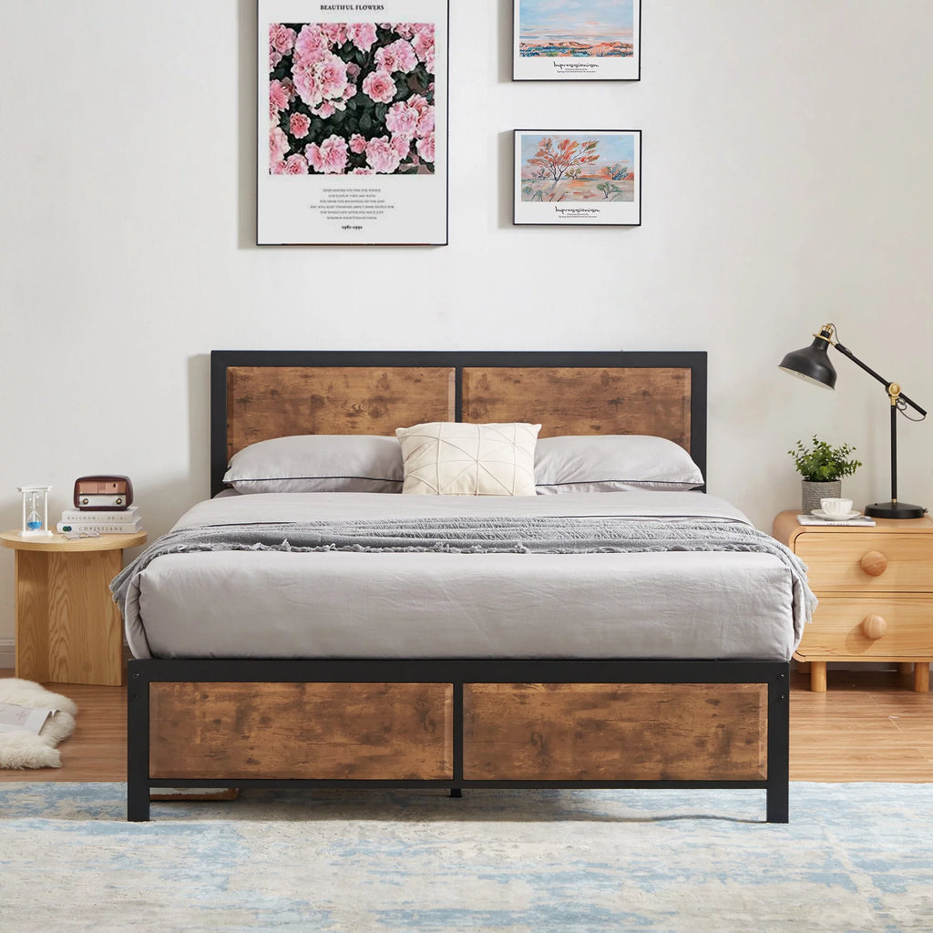 3-Piece Bedroom Set with Queen Size Bed Frame and Nightstands I9385
