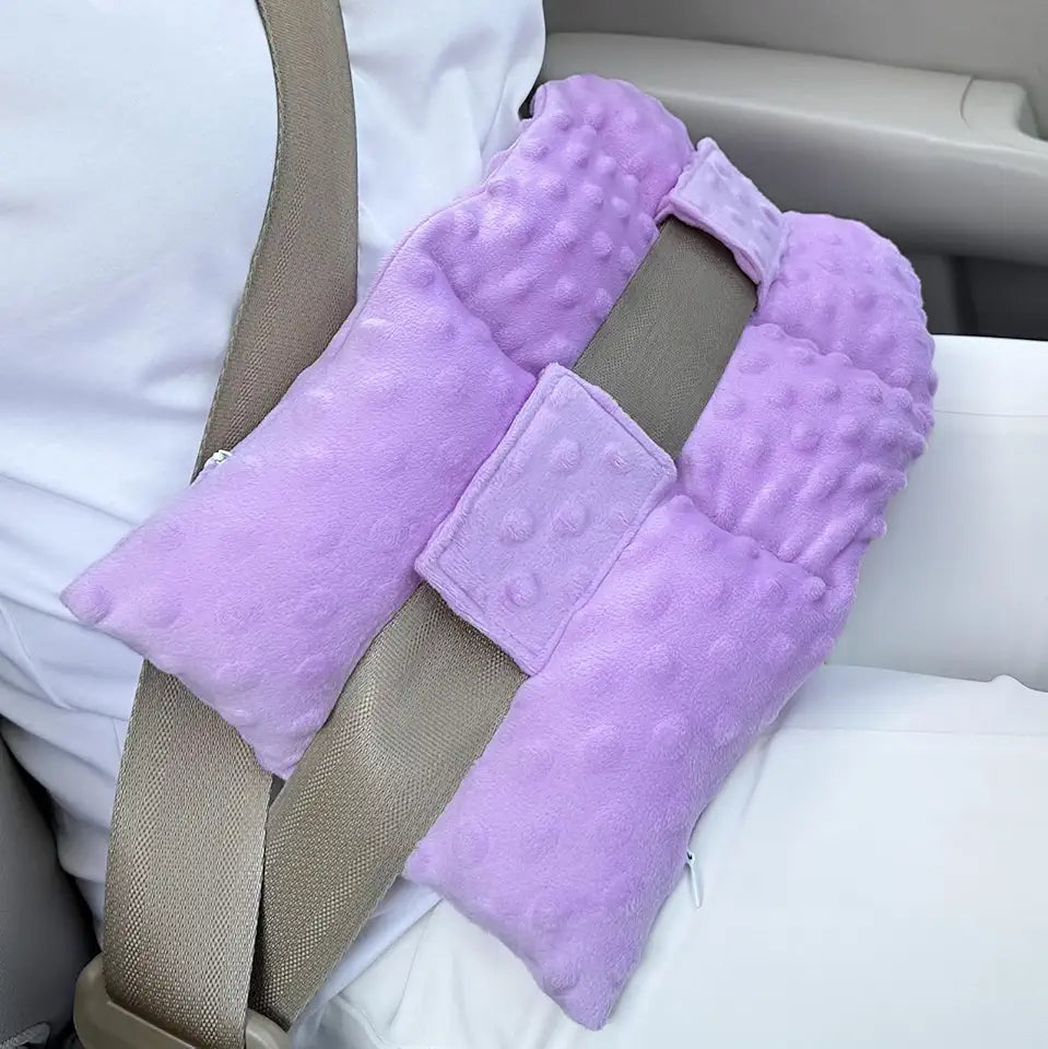 Ostomy Seat Belt Pillow Stoma Protector Minky Dot Lavender J721