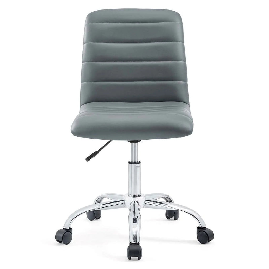 Gray Vinyl Nylon Mid-Back Armless Swivel Office Chair T2051