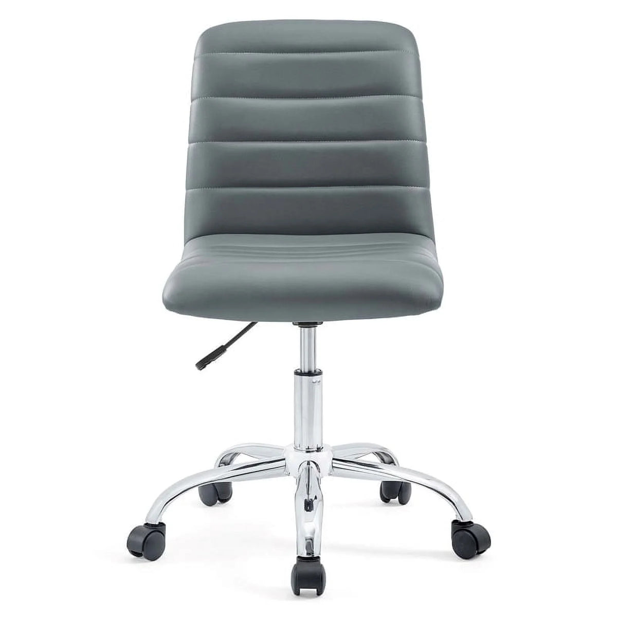 Gray Vinyl Nylon Mid-Back Armless Swivel Office Chair T2051