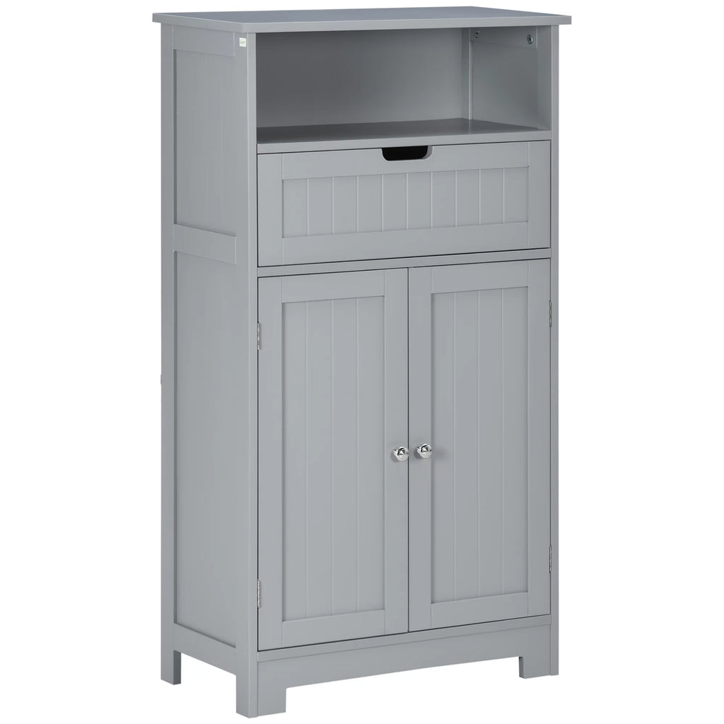 Grey Freestanding Bathroom Storage Cabinet with Drawer and Adjustable Shelf K70029