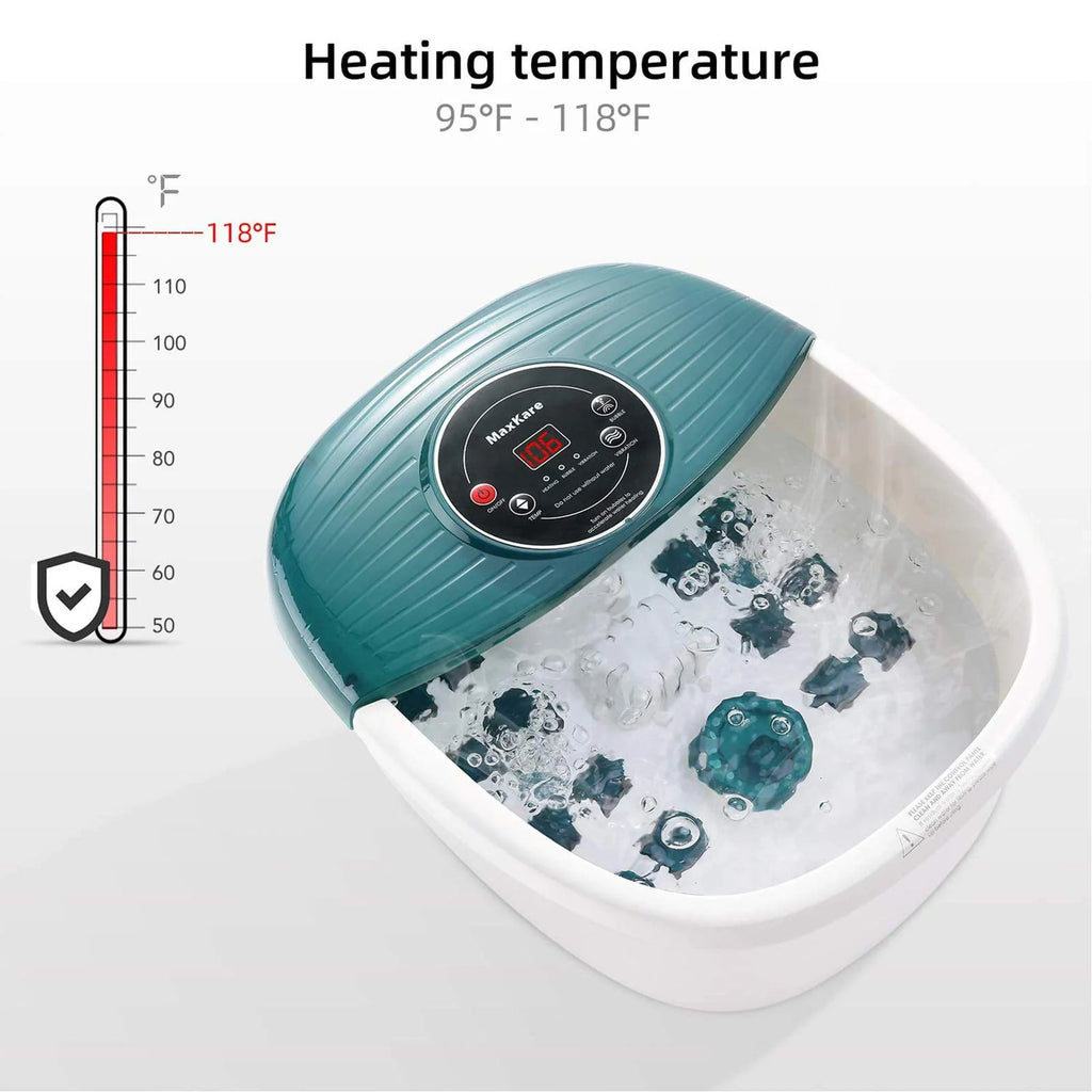 Foot Spa Bath Massager with Heat, Bubbles, Vibration, 16 Detachable Massage Rollers K13075