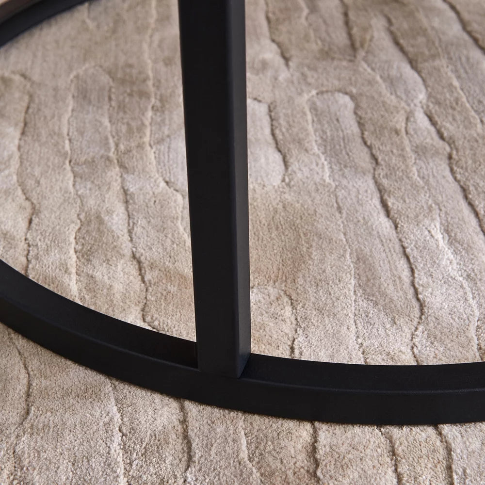 Set of 2 Round Nesting Coffee Table Wood Top Metal Frame K9998