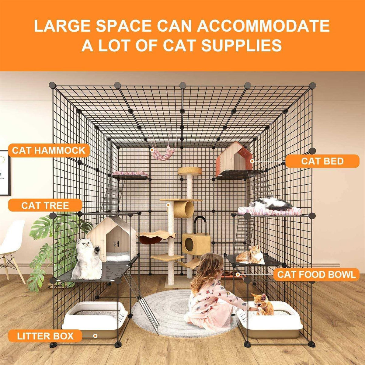 Large Indoor Cat Cage Metal Wire Playpen O40710