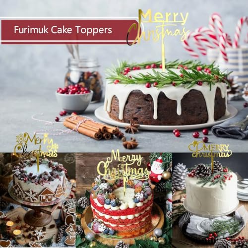 9 Pcs Gold Acrylic Christmas Cake Topper S762