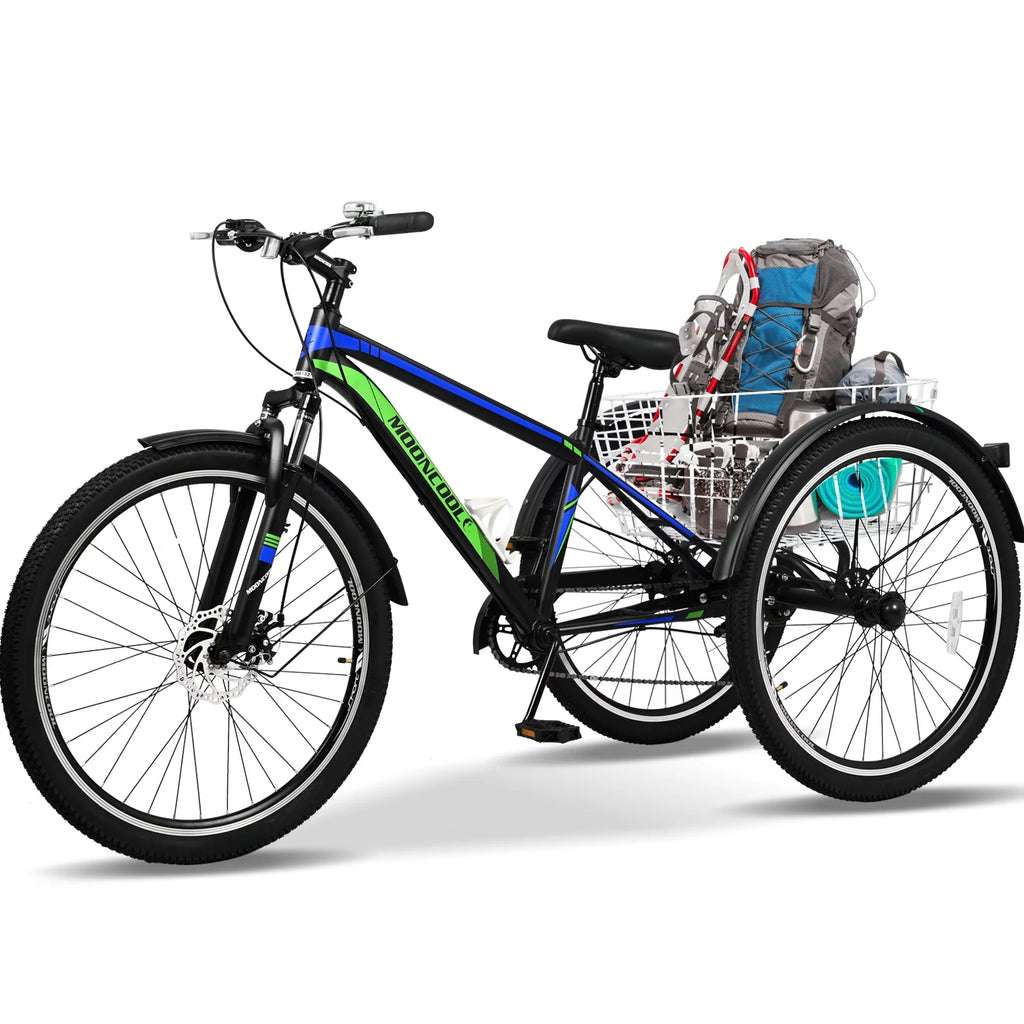 Blue 7 Speed Adult Tricycle with Shopping Basket Y855