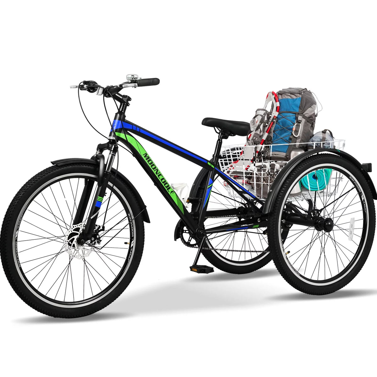 Blue 7 Speed Adult Tricycle with Shopping Basket Y855