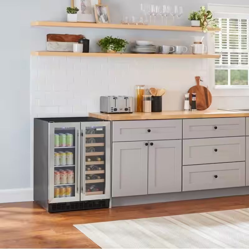 24 in. Built-in 27-Bottle Wine and 60-Can Beverage Cooler in Stainless Steel R875713