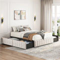 Beige Upholstered Storage Bed with 4 Drawers U333