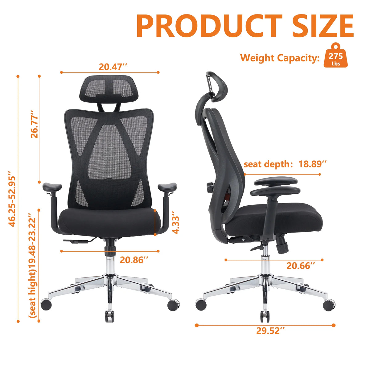 Ergonomic Office Chair with Adjustable Headrest and Lumbar Support H47230