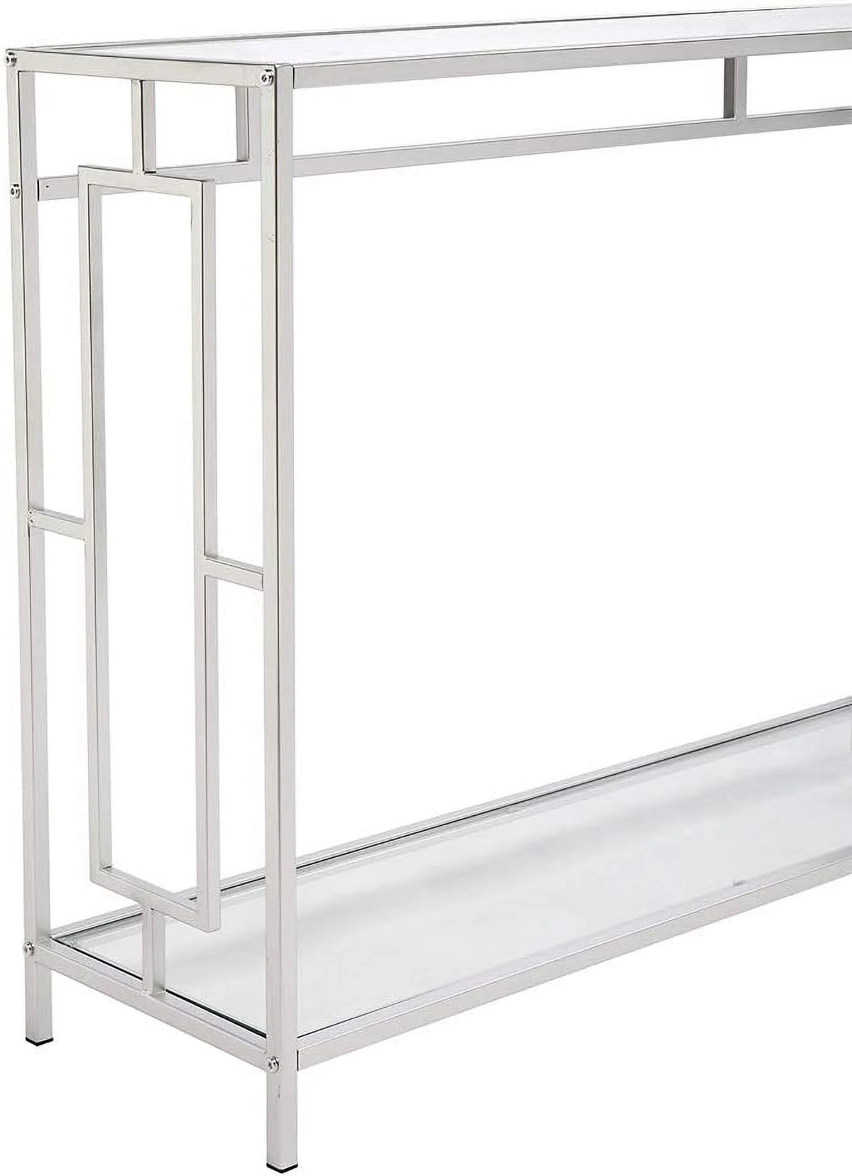 2-Tier Glass Console Table with Tempered Glass Top and Metal Frame H1797