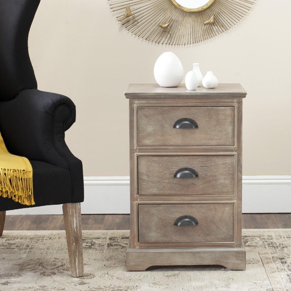 Grey 3 Drawer Side Table G598