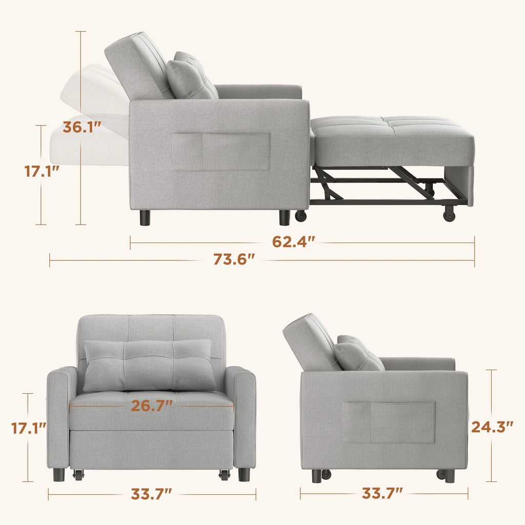Light Gray Convertible Sofa Bed D171775