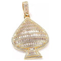 Gold Simulated Diamond Ace of Spades Poker Charm Pendant Necklace K64867