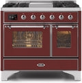40 Dual Fuel Propane Gas Range in Burgundy with Chrome Trim T8626