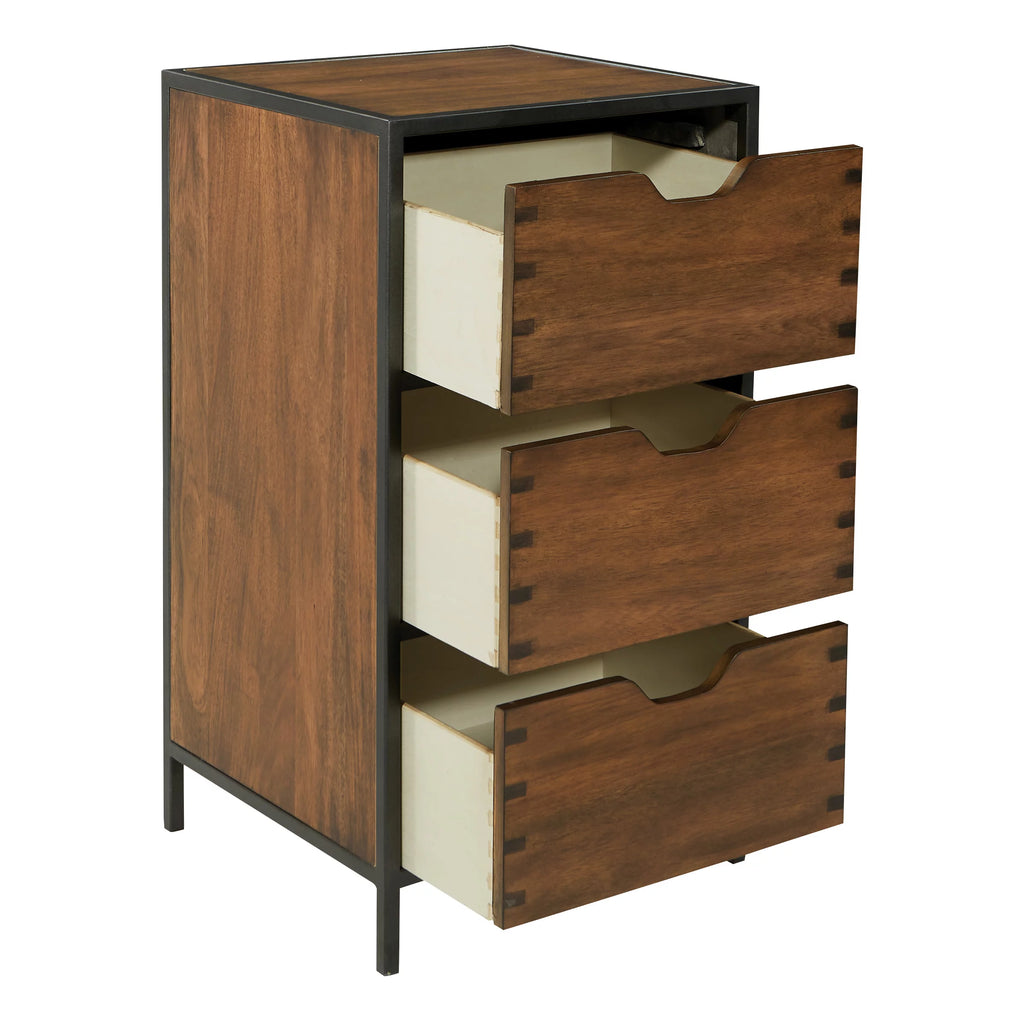 Walnut Storage Cabinet with 3 Drawers O197