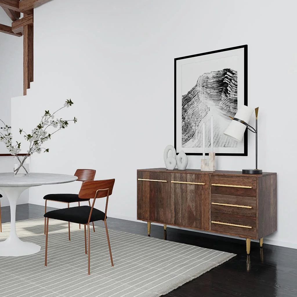 Dark Brown 3-Drawer 2-Door Wood Console Table D282
