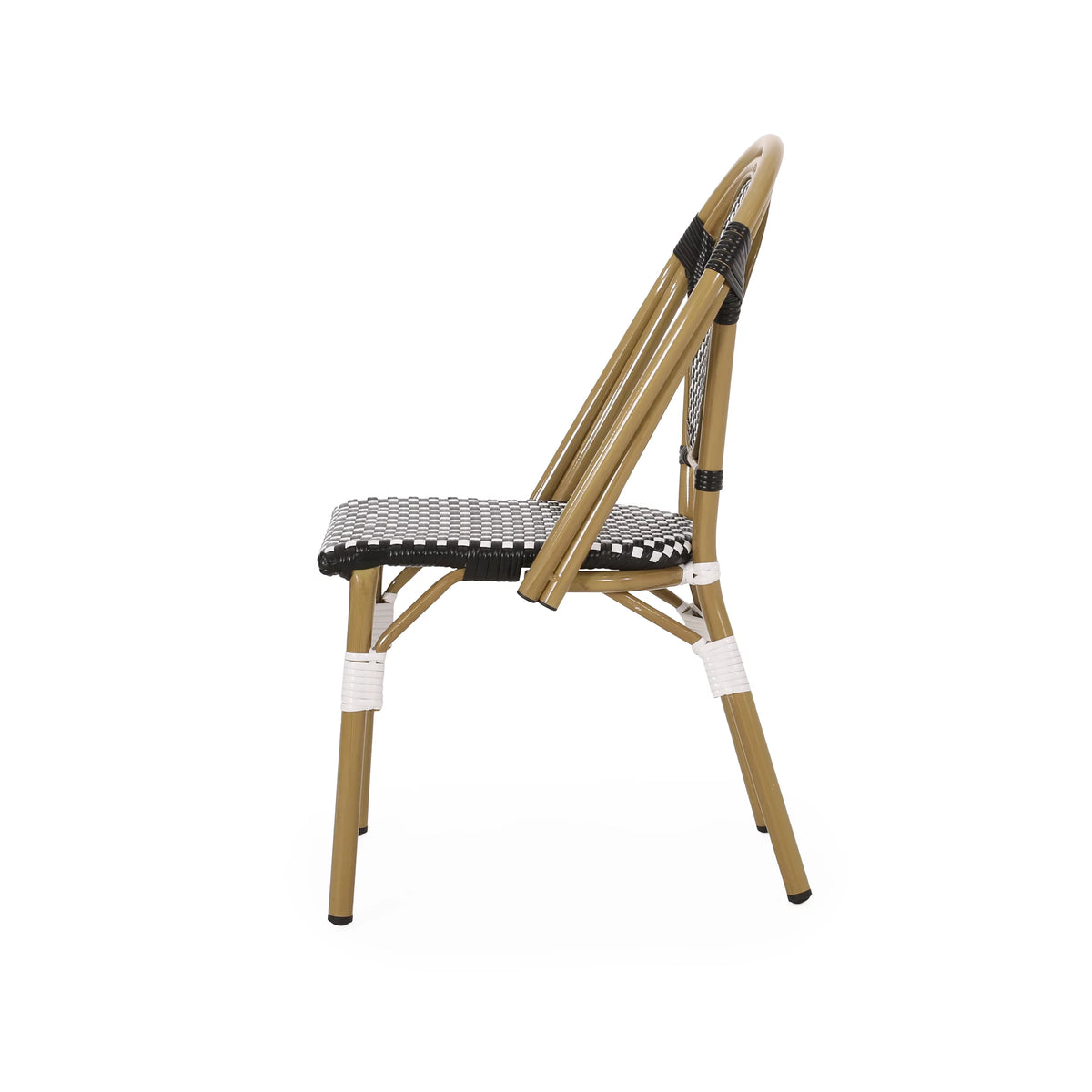 Set of 4 Black White Bamboo Finish Outdoor Chairs L555580