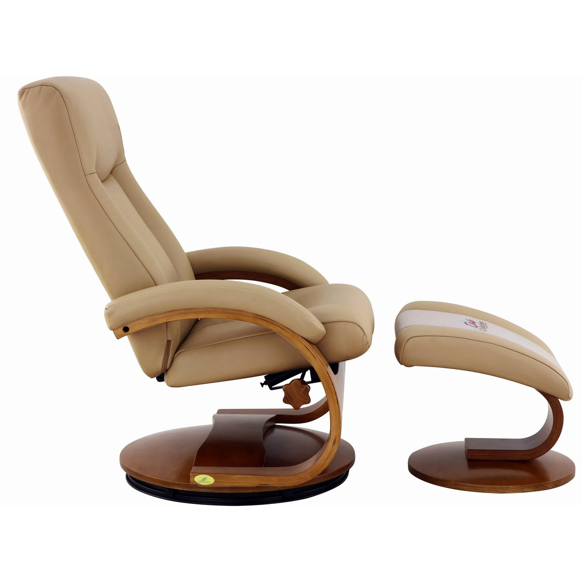 Black Top Grain Leather Recliner and Ottoman P163