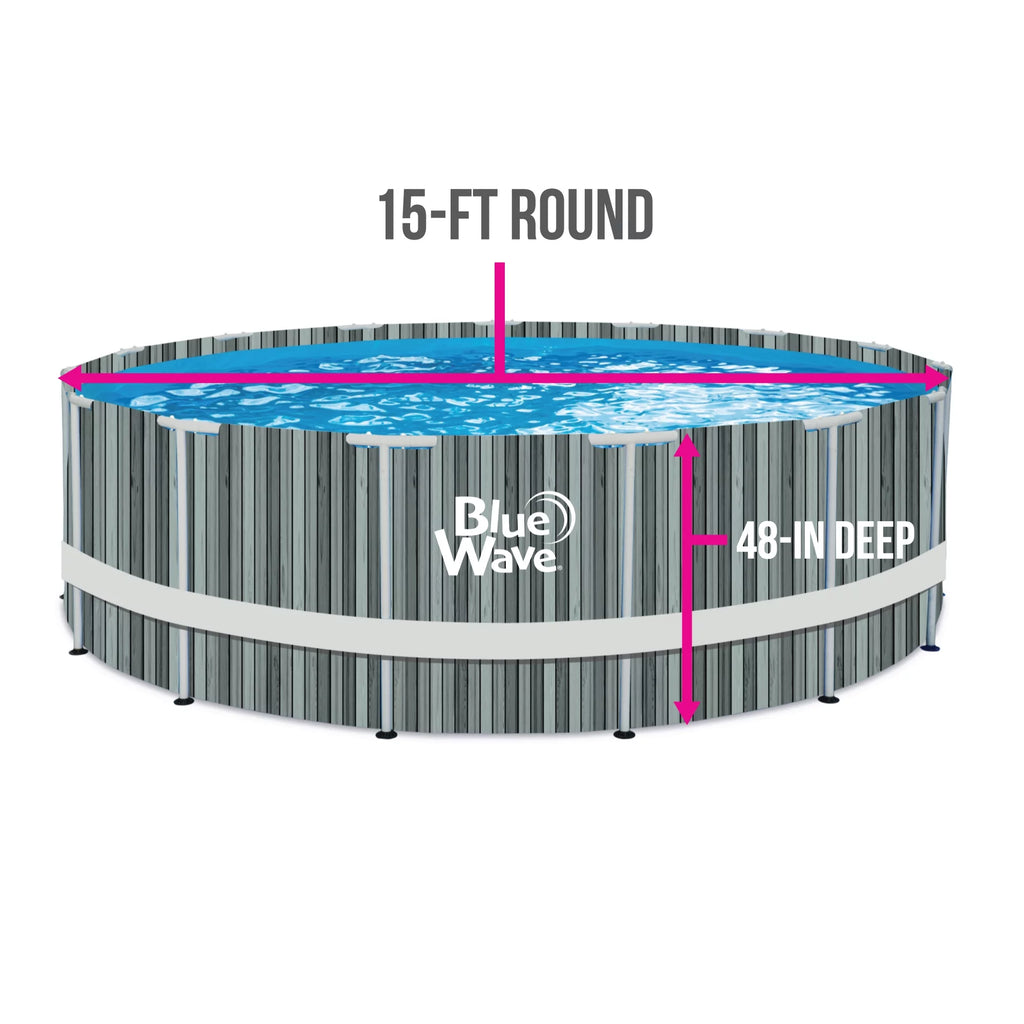 15-ft Round 48-in Deep Above Ground Swimming Pool with Cover I15114