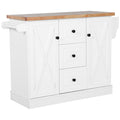 Portable Wooden Kitchen Island Cart with Drawers and Wheels White K64910