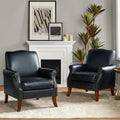 Vegan Leather Upholstered Accent Chair Set of 2 with Solid Wood Legs P895091