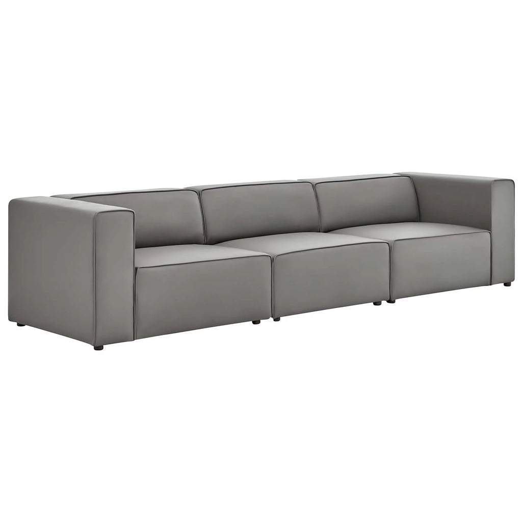 Gray Vegan Leather 3-Piece Sectional Sofa O194201