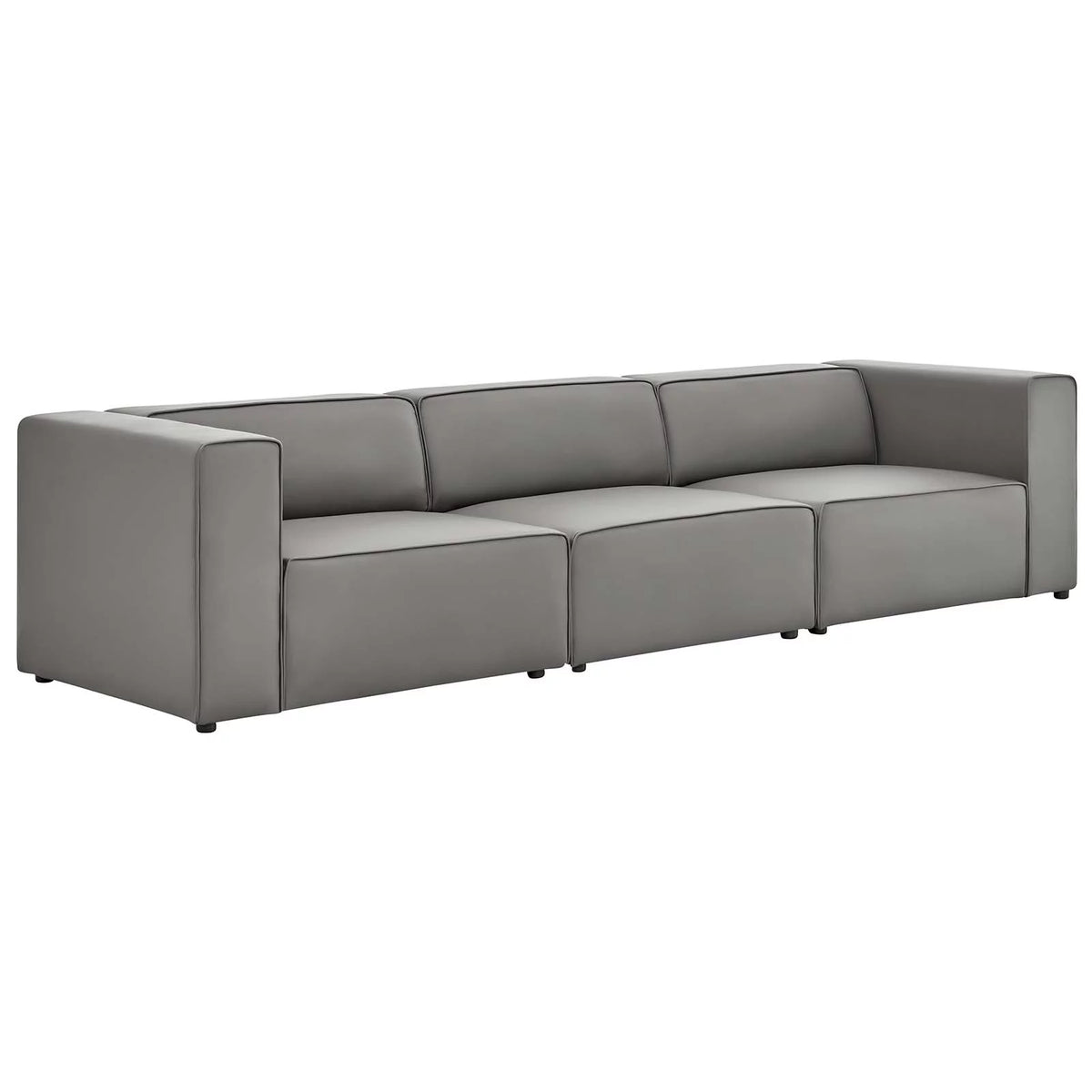 Gray Vegan Leather 3-Piece Sectional Sofa O194201