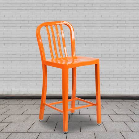 2 Pack 24x22 Orange Metal Counter Height Stool F599754