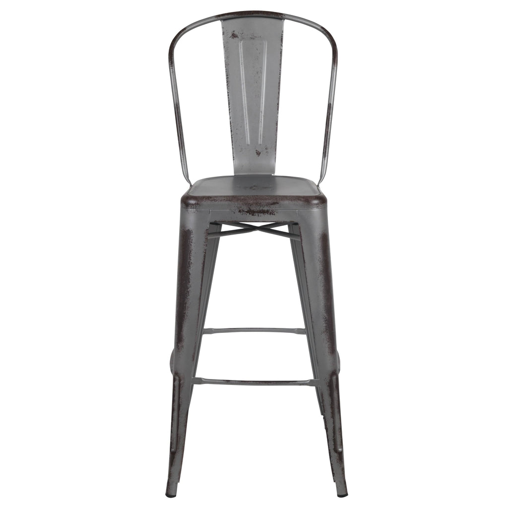 Distressed Metal 30-Inch Stool F7925