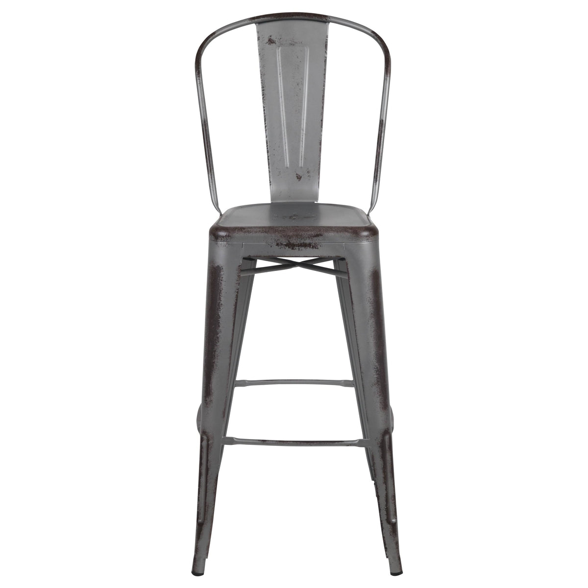 Distressed Metal 30-Inch Stool F7925