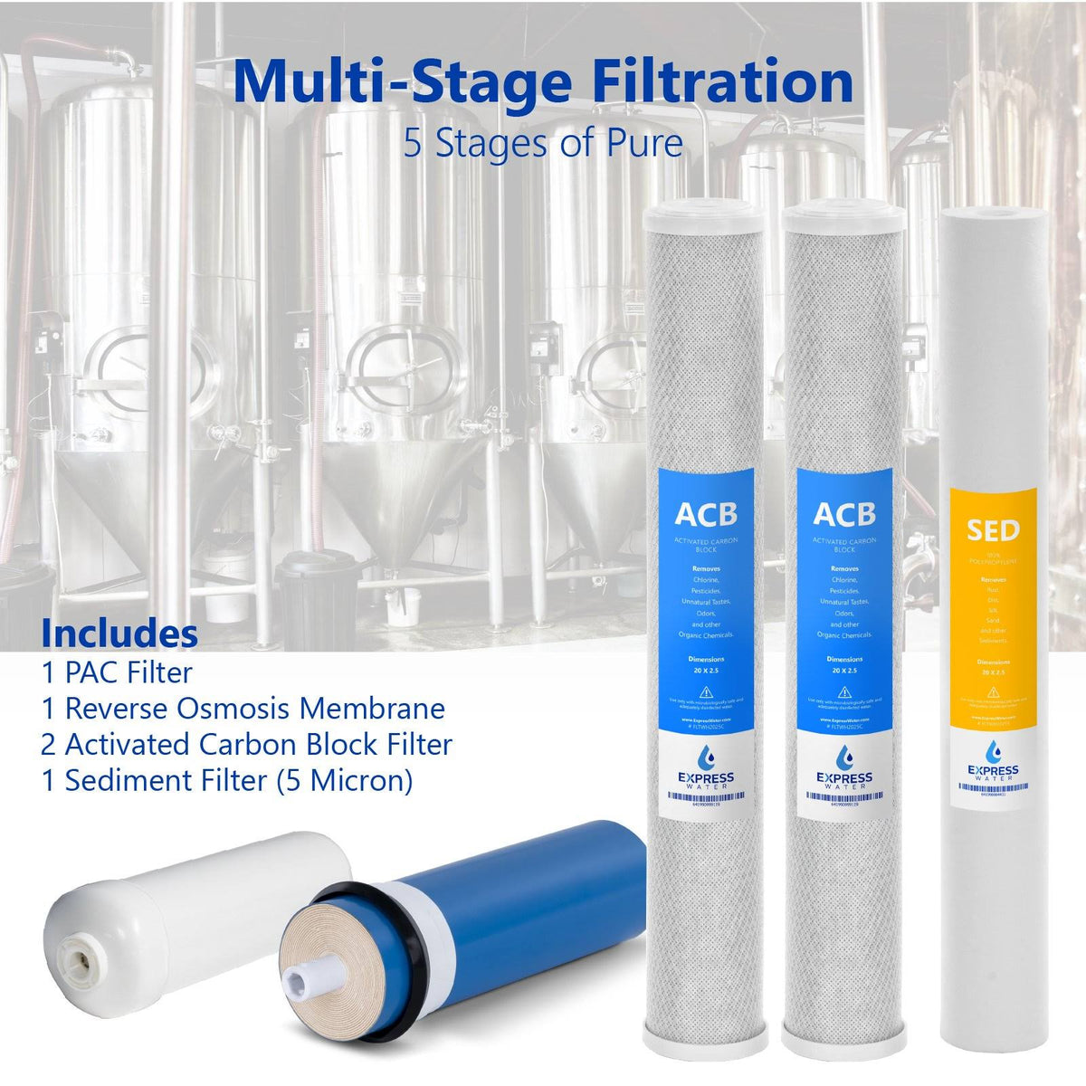 600 GPD 5 Stage Reverse Osmosis Water Filtration System H5345