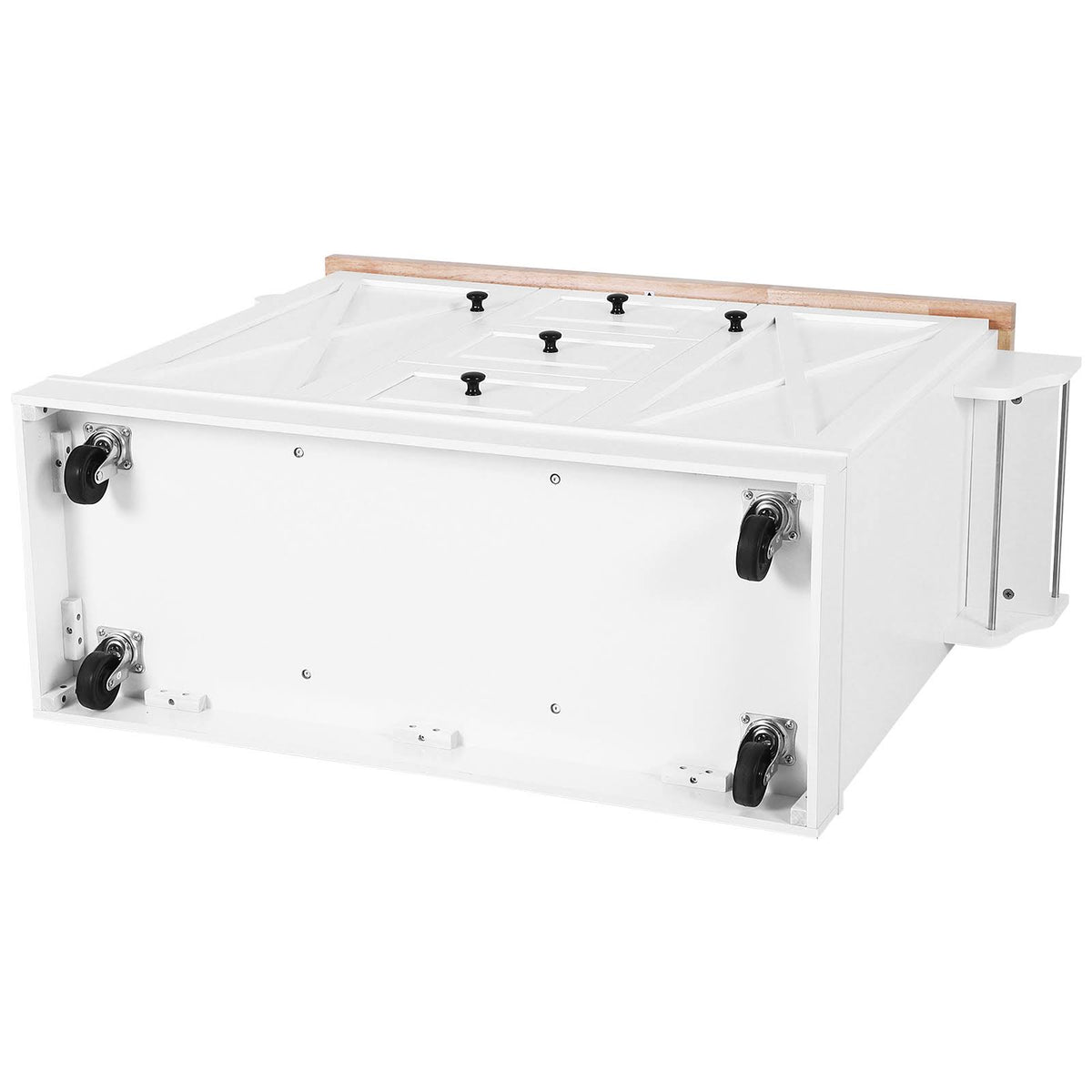 Portable Wooden Kitchen Island Cart with Drawers and Wheels White K64910