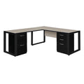 66 x 30 in. Double Pedestal L-Desk with Return, Maple & Black O833463
