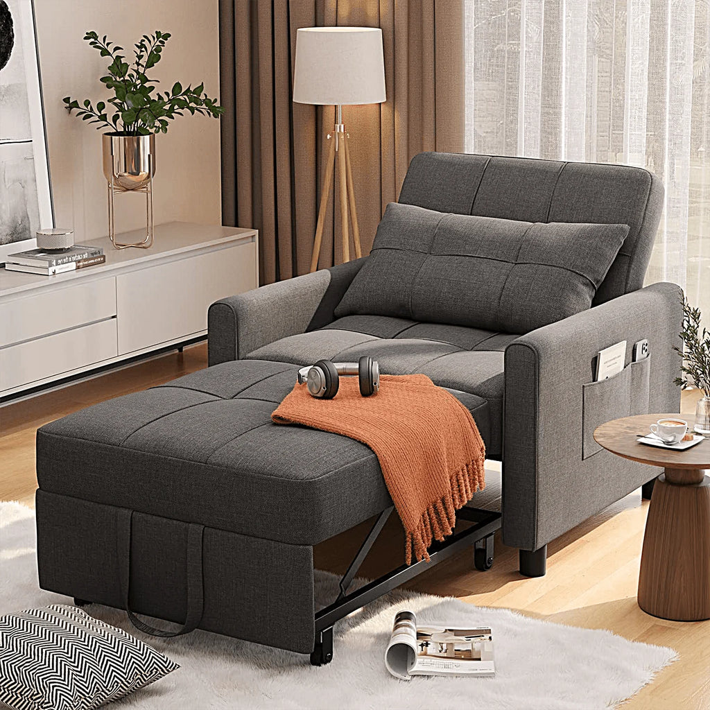 Light Gray Convertible Sofa Bed D171775