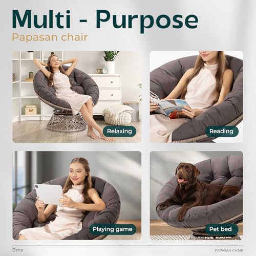 40" Ergonomic Wicker Papasan Chair with Swivel X90488