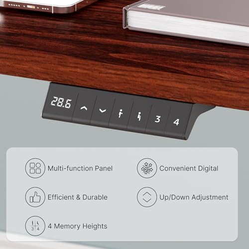 Black Electric Standing Desk with Clamp Power Strip L3736
